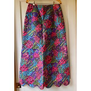 Vintage 1970s size 18 Rare Talbots Meadowbank Mod Quilted Maxi Skirt Scallop Hem